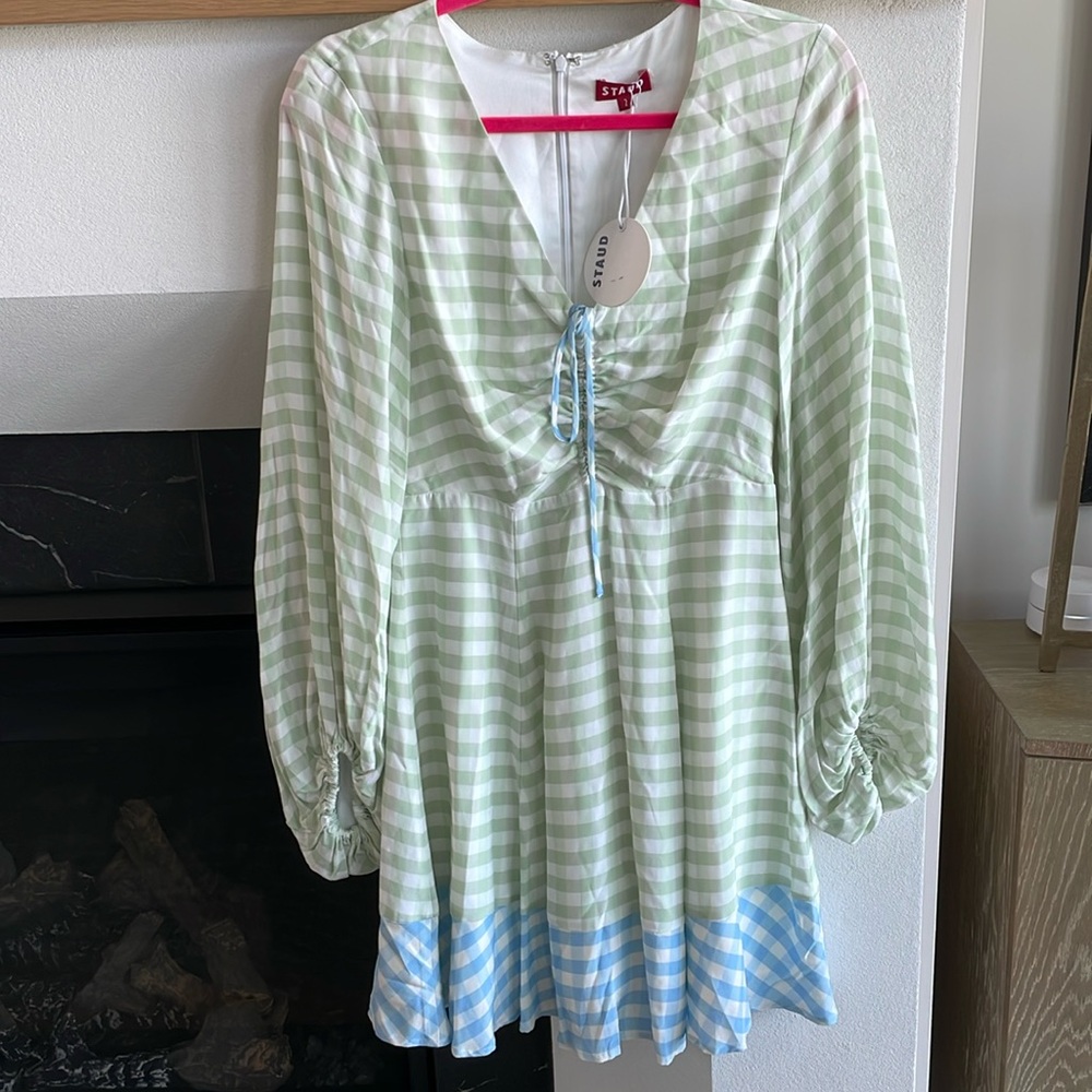 Staud Olivier Gingham Mini Dress NWT